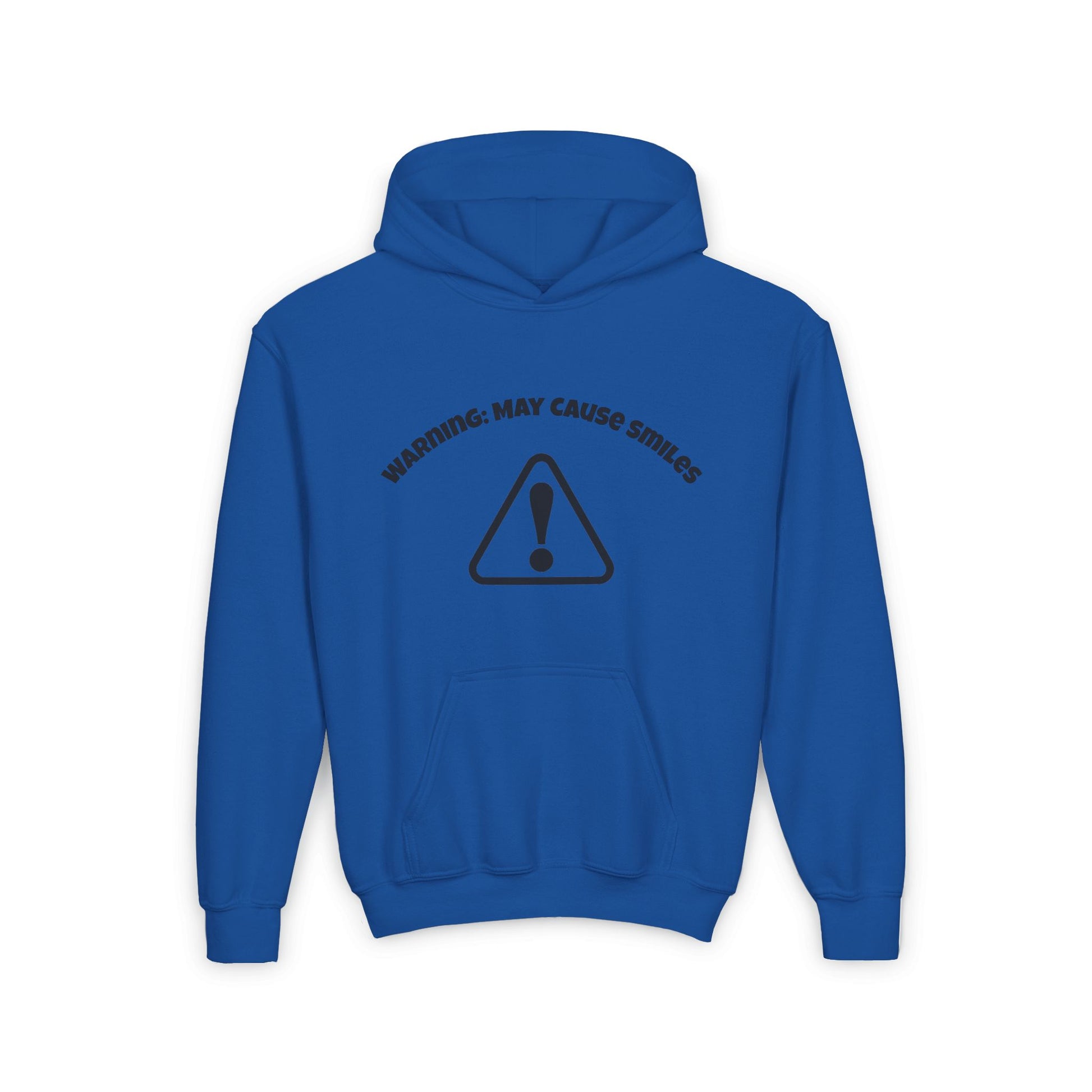 Youth Hooded Sweatshirt - Warning: May Cause Smiles, Inspirational Gift, Motivational Hoodie, Comfortable Layer, Youth Fashion