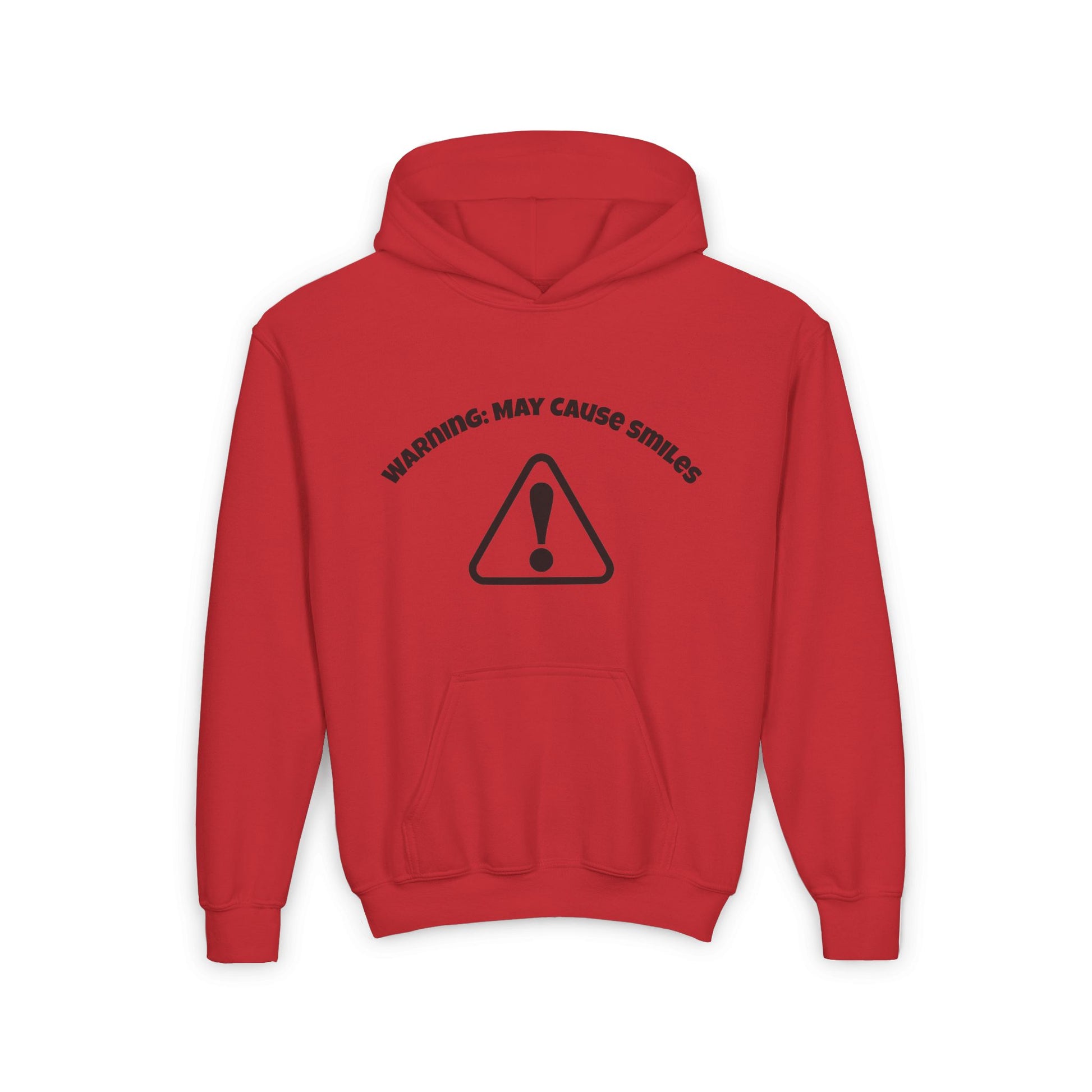 Youth Hooded Sweatshirt - Warning: May Cause Smiles, Inspirational Gift, Motivational Hoodie, Comfortable Layer, Youth Fashion